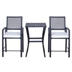 Outsunny 3PCS Patio Bar Set With Soft Cushion, Rattan Wicker Outdoor Furniture Set For Backyards, Lawn, Deck, Poolside -Outsunny GUEST 8ff5112e b207 441d 9665 93d4cb8f0473