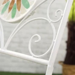 Outsunny 3 Piece Patio Bistro Set, Metal Folding Chairs, Foldable Outdoor Dining Table, Stone Flower Mosaic Spring Flower Pattern, White -Outsunny GUEST 9149d6ce 4ff8 471f b74e 32d1b69ed549