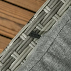 Outsunny Patio Dining Set, PE Rattan Furniture With 2 Chairs With Cushions & Outdoor Loveseat Sofa, Woodgrain Slatted Dinner Table, Mixed Gray -Outsunny GUEST 925b5b01 1c62 4091 ad56 7d3c1f90765e