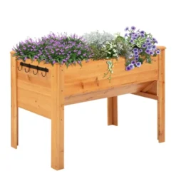 Outsunny 48'' Fir Wood Raised Garden Bed With Tool Hooks, Elevated Planter Box Stand With Unique Funnel Design For Backyard, Patio To Grow Vegetables -Outsunny GUEST 928cbe53 b4c8 49ac bc7e b5e6d47f98fc