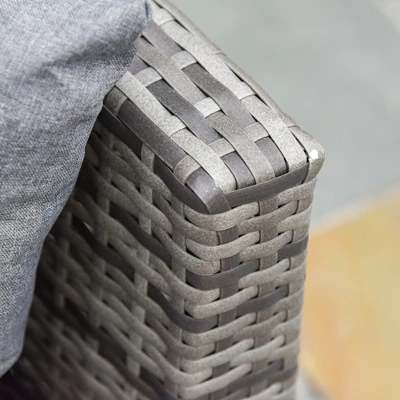 Outsunny 5-piece Half-Moon Outdoor Sectional Sofa, PE Rattan Wicker Furniture With Couch, Table & Cushions, Gray 6 Outsunny 5-piece Half-Moon Outdoor Sectional Sofa, PE Rattan Wicker Furniture With Couch, Table & Cushions, Gray - Image 4