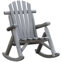 Outsunny Wooden Adirondack Rocking Chair, Outdoor Rustic Log Rocker With Slatted Design For Patio -Outsunny GUEST 92e18545 b656 4f5d 828a df6235cc6667