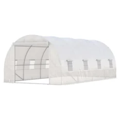 Outsunny Steel Frame Walk-In Tunnel Greenhouse, Large Garden Hot House Kit With 8 Roll-up Windows & Roll Up Door, White -Outsunny GUEST 92e8e9dc b1d5 46d9 9b01 b7e4d670763e
