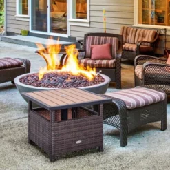 Outsunny 22'' Rattan Wicker Side Table With Steel Frame, Umbrella Insert Hole, Sand Bag For Outdoor, Patio, Garden, Backyard 12 Outsunny 22'' Rattan Wicker Side Table With Steel Frame, Umbrella Insert Hole, Sand Bag For Outdoor, Patio, Garden, Backyard -Outsunny GUEST 93068770 f732 4ec8 8057 a8eebf3b6249