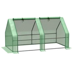 Outsunny 6' X 3' X 3' Portable Mini Greenhouse Outdoor Garden With Large Zipper Doors And Water/UV PE Cover, Green 9 Outsunny 6' X 3' X 3' Portable Mini Greenhouse Outdoor Garden With Large Zipper Doors And Water/UV PE Cover, Green -Outsunny GUEST 93557fa7 6a77 4e84 a42d ed3523e0e986