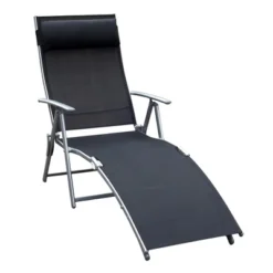 Outsunny Steel Fabric Outdoor Folding Chaise Lounge Chair Recliner With Portable Design & 7 Adjustable Backrest Positions -Outsunny GUEST 93e2b606 13f5 4923 83bd f7008267c910