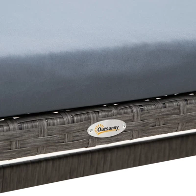 Outsunny 4 Pieces Patio Wicker Sofa Set, Outdoor PE Rattan Modern Furniture Set With Cushions & Dining Table, Bench For Garden, Backyard, Lawn 6 Outsunny 4 Pieces Patio Wicker Sofa Set, Outdoor PE Rattan Modern Furniture Set With Cushions & Dining Table, Bench For Garden, Backyard, Lawn - Image 4