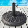 Outsunny 18" 20 Lbs Round Resin Umbrella Base Stand Market Parasol Holder With Decorative Rose Floral Pattern & Easy Setup For Garden, Bronze
