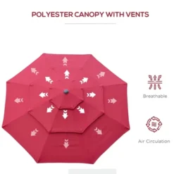 Outsunny 9FT 3 Tiers Patio Umbrella Outdoor Market Umbrella With Crank, Push Button Tilt For Deck, Backyard And Lawn 15 Outsunny 9FT 3 Tiers Patio Umbrella Outdoor Market Umbrella With Crank, Push Button Tilt For Deck, Backyard And Lawn -Outsunny GUEST 9990ae31 d4fe 4834 b123 8244053244e8