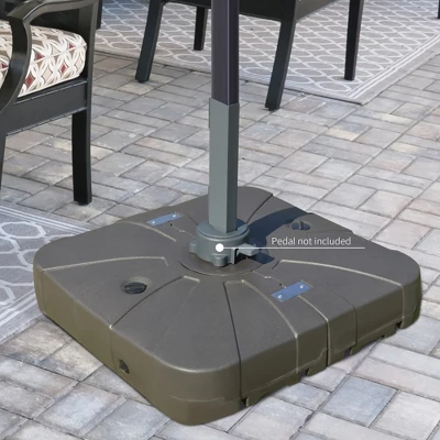 Outsunny Square Cantilever Patio Umbrella Base With 4 Wheels For Easy Moving, Heavy Duty Umbrella Stand, Coffee 4 Outsunny Square Cantilever Patio Umbrella Base With 4 Wheels For Easy Moving, Heavy Duty Umbrella Stand, Coffee - Image 2