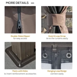 Outsunny Patio Gazebo 12' X 10', Netting & Curtains, Double Vented Steel Roof, Permanent Hardtop, Ceiling Hooks, Rust Proof Aluminum Frame, Dark Brown 10 Outsunny Patio Gazebo 12' X 10', Netting & Curtains, Double Vented Steel Roof, Permanent Hardtop, Ceiling Hooks, Rust Proof Aluminum Frame, Dark Brown -Outsunny GUEST 9cba7888 9560 426d b106 0664e75c2756