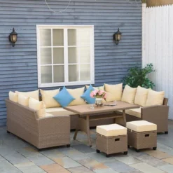 Outsunny 6 Pieces Patio Wicker Conversation Furniture Set, Outdoor All Weather PE Rattan Sectional Sofa Set, Table & Cushions, -Outsunny GUEST 9d229ee6 eba6 48c8 8e40 29896681cd2f