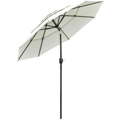 Outsunny 9FT 3 Tiers Patio Umbrella Outdoor Market Umbrella With Crank, Push Button Tilt For Deck, Backyard And Lawn 9 Outsunny 9FT 3 Tiers Patio Umbrella Outdoor Market Umbrella With Crank, Push Button Tilt For Deck, Backyard And Lawn - Image 7