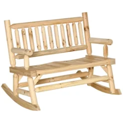 Outsunny 2-Person Wood Rocking Chair With Log Design, Heavy Duty Loveseat With Wide Curved Seats For Patio, Backyard, Garden -Outsunny GUEST 9e69a605 525e 4697 8304 c925705f5868