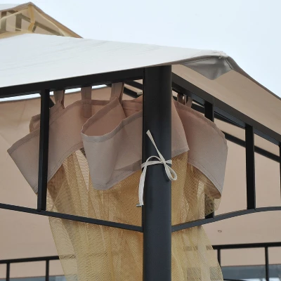 Outsunny 10'x10' Outdoor Patio Gazebo Canopy Metal Canopy Tent With 2-Tier Roof And Mesh Netting For Backyard 9 Outsunny 10'x10' Outdoor Patio Gazebo Canopy Metal Canopy Tent With 2-Tier Roof And Mesh Netting For Backyard - Image 7