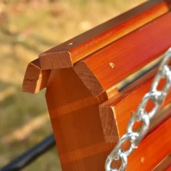 Outsunny 46" 2-Person Porch Swing Wooden Patio Swing Bench With Cup Holders, Slatted Design, & Chains Included, 440lb Weight Capacity -Outsunny GUEST 9ee188ed 9458 4296 9904 19ef2247d9e5