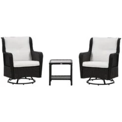 Outsunny 3-Piece Patio Bistro Set, PE Rattan Wicker Outdoor Furniture, Soft Cushions, 2 360 Swivel Rocking Chairs, 2-Tier Coffee Table 17 Outsunny 3-Piece Patio Bistro Set, PE Rattan Wicker Outdoor Furniture, Soft Cushions, 2 360 Swivel Rocking Chairs, 2-Tier Coffee Table -Outsunny GUEST a0b59c8d 0b0e 4abe bed2 d771fcd3fb47