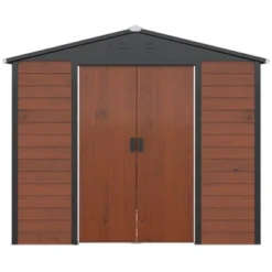Outsunny 94.5" X 81" Outdoor Storage Shed, Galvanized Steel Metal Garden Shed With Double Sliding Lockable Door, Floor Frame, Vents, Teak 10 Outsunny 94.5" X 81" Outdoor Storage Shed, Galvanized Steel Metal Garden Shed With Double Sliding Lockable Door, Floor Frame, Vents, Teak -Outsunny GUEST a292ab88 a26e 48c6 9f25 fc7a81fea29a