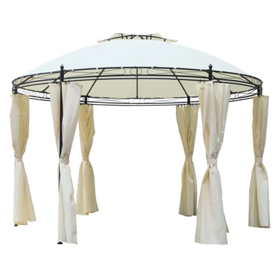 Outsunny 11.5' Steel Outdoor Patio Gazebo Canopy With Double Roof Romantic Round Design & Included Side Curtains 9 Outsunny 11.5' Steel Outdoor Patio Gazebo Canopy With Double Roof Romantic Round Design & Included Side Curtains - Image 7