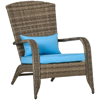 Outsunny Patio Adirondack Chair With All-Weather Rattan Wicker, Soft Cushions, Tall Curved Backrest For Deck Or Garden 12 Outsunny Patio Adirondack Chair With All-Weather Rattan Wicker, Soft Cushions, Tall Curved Backrest For Deck Or Garden - Image 10