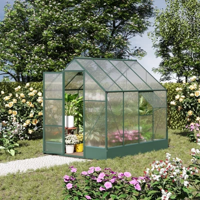 Outsunny Walk-in Plant Polycarbonate Greenhouse With Temperature Controlled Window Hobby Greenhouse For Backyard/Outdoor 3 Outsunny Walk-in Plant Polycarbonate Greenhouse With Temperature Controlled Window Hobby Greenhouse For Backyard/Outdoor