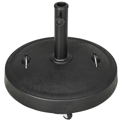 Outsunny 52lbs Resin Patio Umbrella Base With Wheels And Retractable Handles, 20.75" Outdoor Umbrella Stand Holder For Poles 1.5" - 1.9" Dia, Black 5 Outsunny 52lbs Resin Patio Umbrella Base With Wheels And Retractable Handles, 20.75" Outdoor Umbrella Stand Holder For Poles 1.5" - 1.9" Dia, Black - Image 3