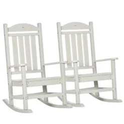 Outsunny 2 Pc Outdoor Rocking Chair, Traditional Slatted Porch Rocker With Armrests, Waterproof HDPE, White 9 Outsunny 2 Pc Outdoor Rocking Chair, Traditional Slatted Porch Rocker With Armrests, Waterproof HDPE, White -Outsunny GUEST a5328a05 987d 4ea1 92c2 e98a3ed00ecf