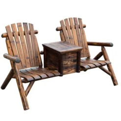 Outsunny Wooden Double Adirondack Chair Loveseat With Inset Ice Bucket, Table, Rustic Look, & Weather-Resistant Varnish 9 Outsunny Wooden Double Adirondack Chair Loveseat With Inset Ice Bucket, Table, Rustic Look, & Weather-Resistant Varnish -Outsunny GUEST a6cb8afb 18a3 4715 a9b0 8a20e9cde784