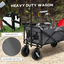 Outsunny Collapsible Wagon, Graden Carts With Wheels, Adjustable Handle, Folding Table And Cup Holders, Dark Gray 10 Outsunny Collapsible Wagon, Graden Carts With Wheels, Adjustable Handle, Folding Table And Cup Holders, Dark Gray -Outsunny GUEST a82e1ba0 5efd 460b 8260 8628e4052490