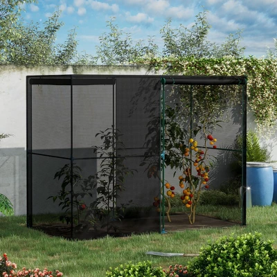 Outsunny 4' X 8' Walk-in Greenhouse With High-Quality HDPE Cover & 2 Zippered Doors For Plants/Herbs 4 Outsunny 4' X 8' Walk-in Greenhouse With High-Quality HDPE Cover & 2 Zippered Doors For Plants/Herbs - Image 2