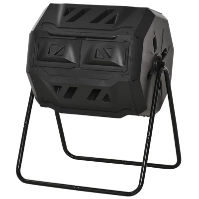 Outsunny Tumbling Compost Bin Outdoor 360° Dual Chamber Rotating Composter 43 Gallon 5 Outsunny Tumbling Compost Bin Outdoor 360° Dual Chamber Rotating Composter 43 Gallon - Image 3