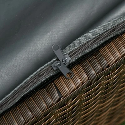 Outsunny Storage Bench Rattan Wicker Garden Deck Box Bin With Interior Waterproof Bag And Comfy Cushion, Gray 6 Outsunny Storage Bench Rattan Wicker Garden Deck Box Bin With Interior Waterproof Bag And Comfy Cushion, Gray - Image 5