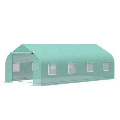 Outsunny 20' X 10' X 7' Tunnel Greenhouse Large Walk-In Warm House Deluxe High GardenHot House With 8 Roll Up Windows & Roll Up Door, Steel Frame 5 Outsunny 20' X 10' X 7' Tunnel Greenhouse Large Walk-In Warm House Deluxe High GardenHot House With 8 Roll Up Windows & Roll Up Door, Steel Frame - Image 3