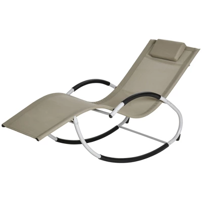 Outsunny Rocking Chair, Zero Gravity Patio Chaise Garden Sun Lounger, Outdoor Reclining Rocker Lounge Chair With Detachable Pillow For Lawn, Patio Or Pool 5 Outsunny Rocking Chair, Zero Gravity Patio Chaise Garden Sun Lounger, Outdoor Reclining Rocker Lounge Chair With Detachable Pillow For Lawn, Patio Or Pool - Image 3