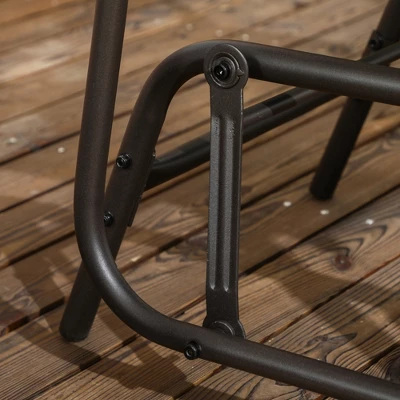 Outsunny Set Of 2 Outdoor Glider Chairs, Porch & Patio Rockers For Deck With PE Rattan Seats, Steel Frames For Garden, Backyard, Poolside, Gray 6 Outsunny Set Of 2 Outdoor Glider Chairs, Porch & Patio Rockers For Deck With PE Rattan Seats, Steel Frames For Garden, Backyard, Poolside, Gray - Image 4