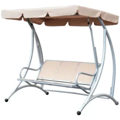 Outsunny 3 Person Patio Swing Seats, Porch Swing With Stand And Adjustable Canopy Outdoor Swing Chair Bench For Garden, Poolside -Outsunny GUEST b27e39bf d379 4c76 b522 3c5128d9dbc4
