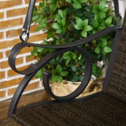 Outsunny PE Wicker Porch Swing, 2-Seater Hanging Swing Bench With Chains, 528 LBS Weight Capacity, Flourishes, Brown -Outsunny GUEST b2d37583 d2cc 4e8d ac59 b1117eb0ad4f