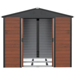 Outsunny 94.5" X 81" Outdoor Storage Shed, Galvanized Steel Metal Garden Shed With Double Sliding Lockable Door, Floor Frame, Vents, Teak 11 Outsunny 94.5" X 81" Outdoor Storage Shed, Galvanized Steel Metal Garden Shed With Double Sliding Lockable Door, Floor Frame, Vents, Teak -Outsunny GUEST b3de18ae 1be2 4d80 baff ce5c910ec0f8