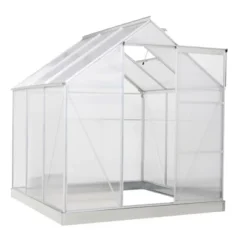 Outsunny Polycarbonate Greenhouse With Aluminum Frame, Walk-in Garden Greenhouse Kit With Adjustable Roof Vent, Rain Gutter And Sliding Door For Winter, Silver -Outsunny GUEST b40be38b f511 45c5 b9a3 2b28ecd40763