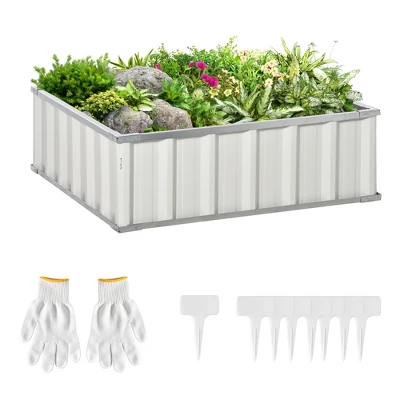 Outsunny 3x3ft Galvanized Raised Garden Bed, Steel Planter For Outdoor Plants, No Bottom W/ A Pairs Of Glove For Backyard, Patio To Grow Vegetables, Herbs, And Flowers 8 Outsunny 3x3ft Galvanized Raised Garden Bed, Steel Planter For Outdoor Plants, No Bottom W/ A Pairs Of Glove For Backyard, Patio To Grow Vegetables, Herbs, And Flowers - Image 6