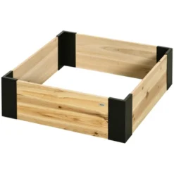 Outsunny Wooden Raised Garden Bed Flower Box With Metal Bracket, Installed By Hand, Outdoor Planter Box, 31.5 X 31.5in Square, Natural 9 Outsunny Wooden Raised Garden Bed Flower Box With Metal Bracket, Installed By Hand, Outdoor Planter Box, 31.5 X 31.5in Square, Natural -Outsunny GUEST b5da4e50 1da7 42cf 89e4 1f3cf70b125d