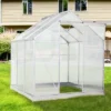 Outsunny Polycarbonate Greenhouse With Aluminum Frame, Walk-in Garden Greenhouse Kit With Adjustable Roof Vent, Rain Gutter And Sliding Door For Winter, Silver -Outsunny GUEST b830002c 73df 443a 9874 39ebf28cf31e