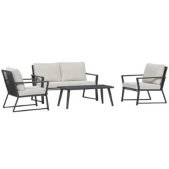 Outsunny 4 Piece Patio Furniture Set, Aluminum Conversation Set, Outdoor Garden Sofa Set With Armchairs, Loveseat, Center Coffee Table And Cushions -Outsunny GUEST b95a3eb6 292e 4227 9cf9 f71bf0edef25