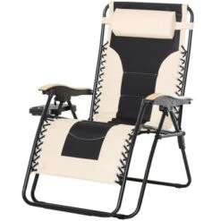 Outsunny Outdoor Lounge Chair, Oversized Zero Gravity Folding Recliner Chair With Removable Pillow, Convenient Cup Holders, & Durable Material For Beach, Pool, Balcony, Lawn, Backyard -Outsunny GUEST bd3961c3 2c60 4a3d a079 931a7ff20ef1