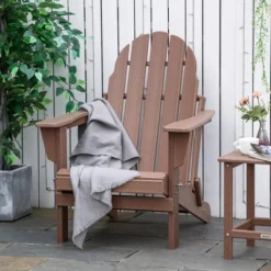 Outsunny Folding Adirondack Chair, Outdoor Fire Pit Seating HDPE Lounger Chair For Patio Deck And Lawn Furnitur