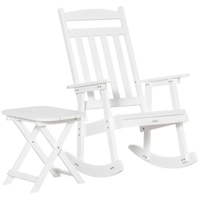 Outsunny Wooden Rocking Chair Set, 2-Piece Outdoor Porch Rocker With Foldable Table For Patio, Backyard And Garden 11 Outsunny Wooden Rocking Chair Set, 2-Piece Outdoor Porch Rocker With Foldable Table For Patio, Backyard And Garden - Image 9