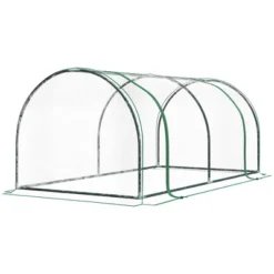 Outsunny Mini Greenhouse, Waterproof Cloche Cold Frame, 7' L X 3' W X 2.5' H Portable Hot House, 4 Zippered Doors, Green -Outsunny GUEST c183b95c 3ded 455e 86cd d4c005ad5688