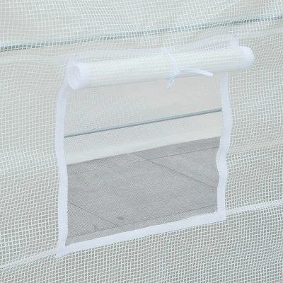 Outsunny 20' X 10' X 7' Large Walk-in Greenhouse, Steel Frame, PE Cover, 2 Doors, Outdoor Tunnel Hoop Hot House Kit, White 7 Outsunny 20' X 10' X 7' Large Walk-in Greenhouse, Steel Frame, PE Cover, 2 Doors, Outdoor Tunnel Hoop Hot House Kit, White - Image 5