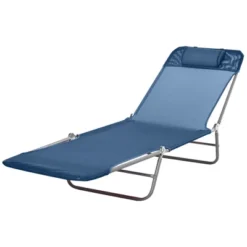 Outsunny Portable Sun Lounger, Lightweight Folding Chaise Lounge Chair W/ Adjustable Backrest & Pillow For Beach, Poolside And Patio -Outsunny GUEST c824f24c 786d 4556 b9cc bc36a1eab6e6