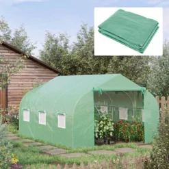 Outsunny Greenhouse Replacement Cover For 11.5' X 10' X 6.5' Walk-in Tunnel PE Hot House Plastic Cover With Zipper Door And 6 Roll Up Windows (Frame Not Included) -Outsunny GUEST c8be519a aa84 48ab baa7 9691e06ca266